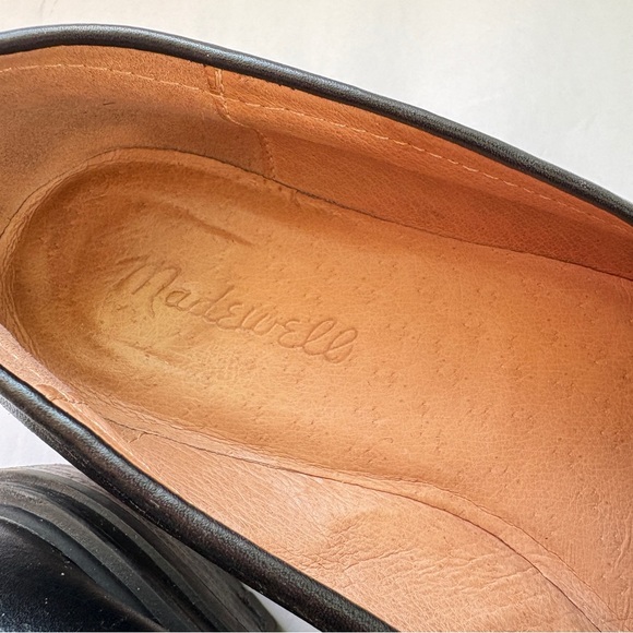Madewell Loafer sz 8 The Bradley Lugsole Loafer Black Leather Chunky Slip-on - Picture 2 of 12
